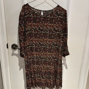 Reitmans Black Floral Dress with Pink and Red Accents